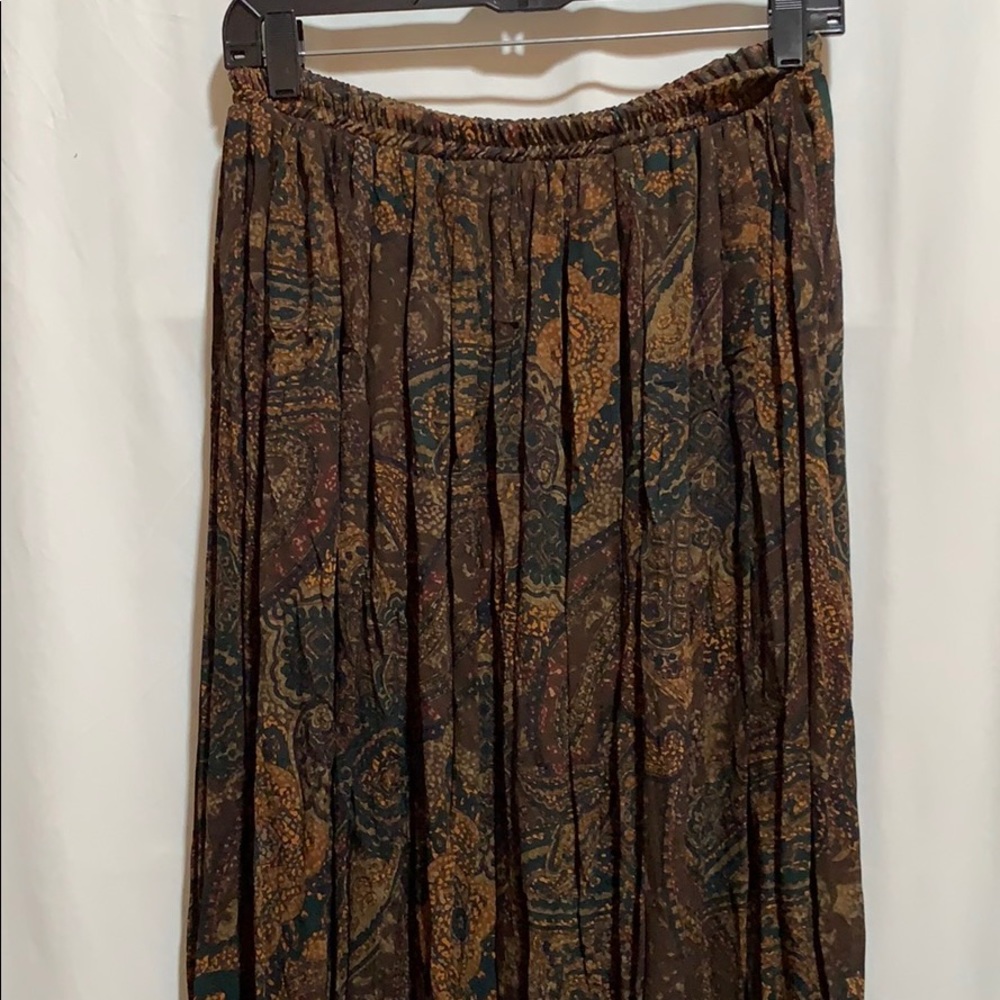 VINTAGE BROOMSTICK SKIRT SZ L EXPRESS brn/green
